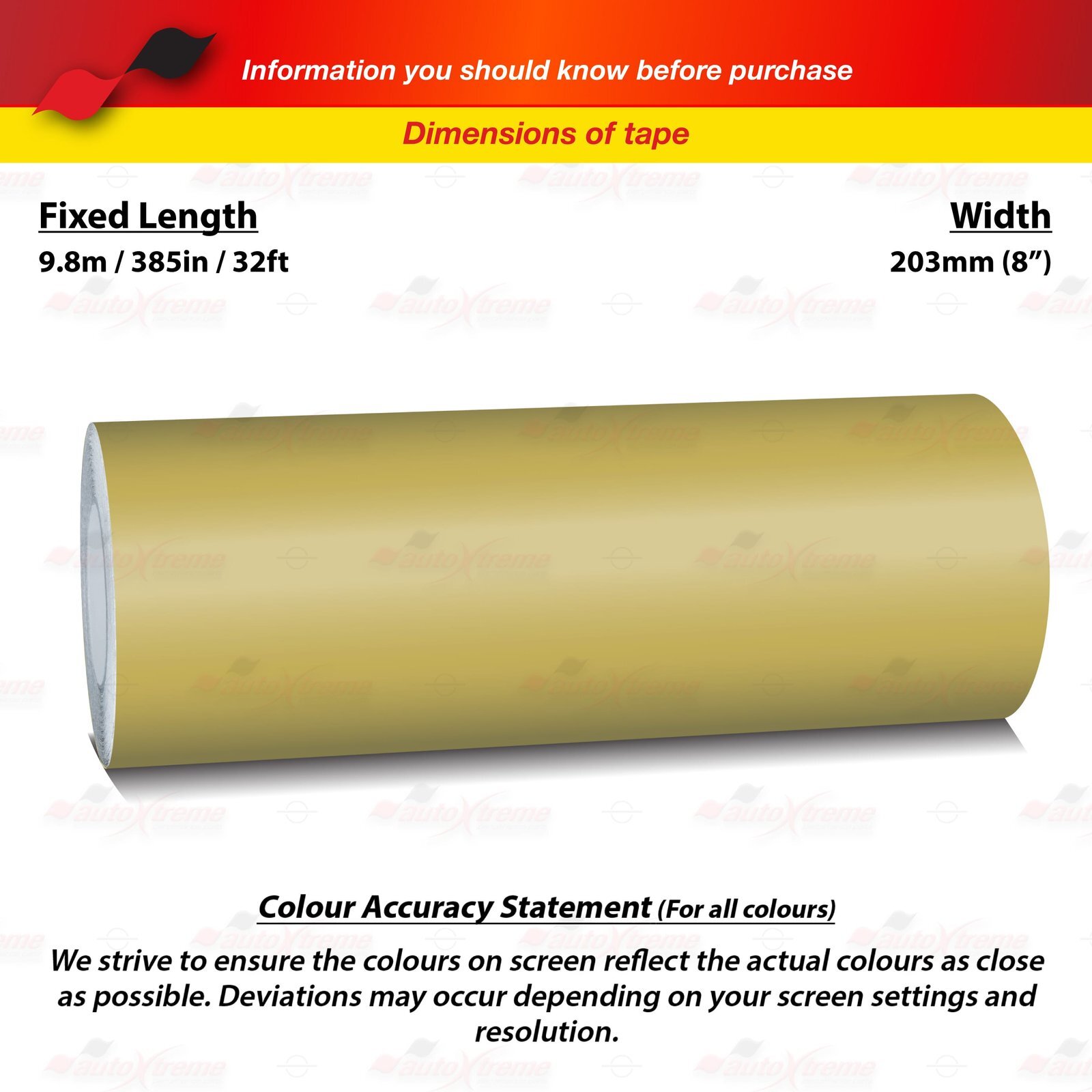 8″ 203mm PinStriping Pin Stripe Tape Body Styling Decal Vinyl Sticker MATTE GOLD