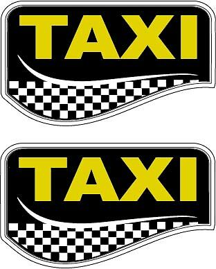 Taxi Checker Yellow Cab 1 Pair Stickers 2.5″ x 4.3″ p804 Free Same Day Shipping