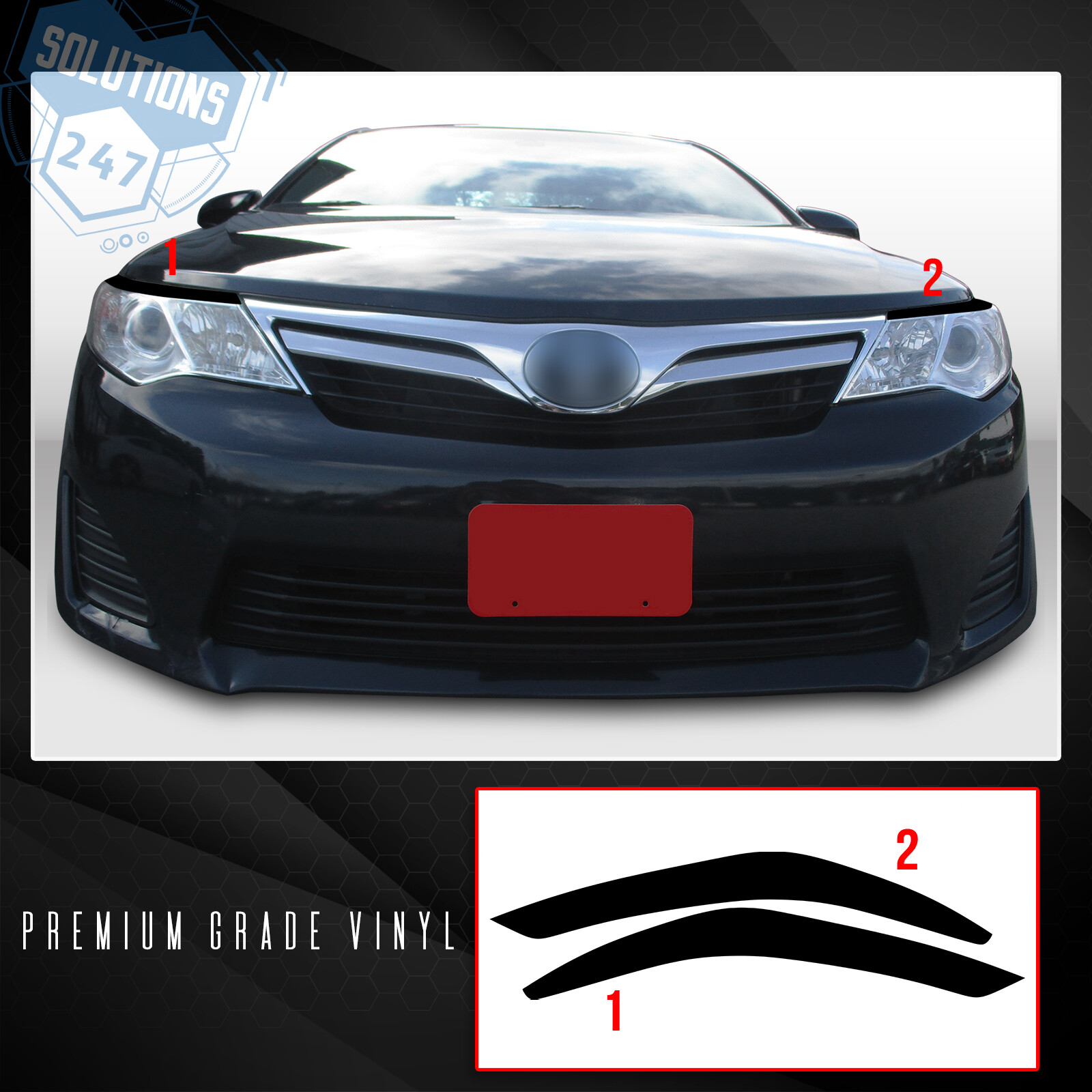 For 2012-2014 Camry Pre-Cut Headlight Eyelid Eyebrow Decals – Matte Carbon Fiber