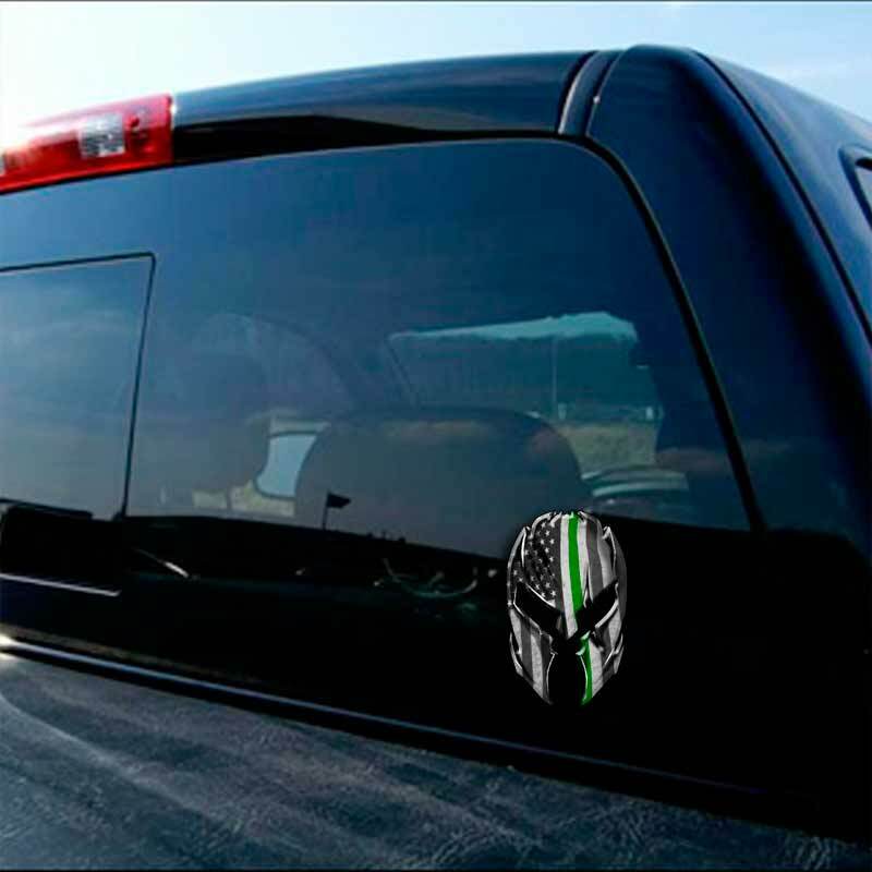 Thin Green Line Military Spartan Helmet Decal Sticker Truck Jeep Army Marine USA