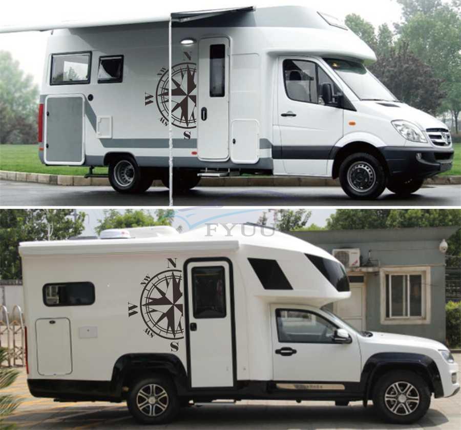Universal Car Van Trailer Body Vinyl Sticker Compass Totem Decal Black 73x125cm