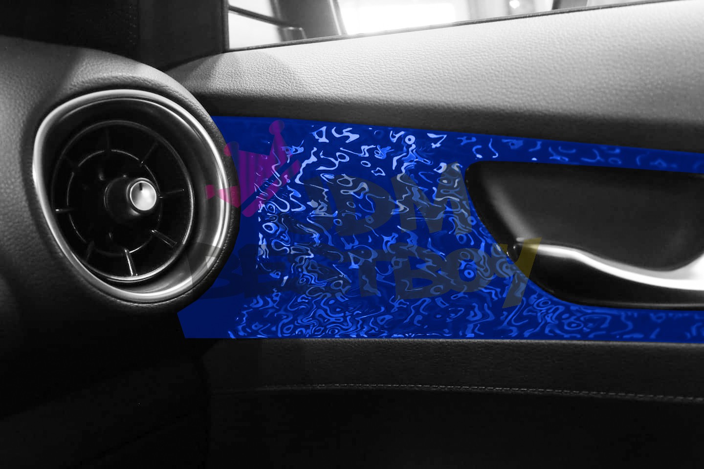 PET Damascus Steel Forged Gloss Royal Blue Car Vinyl Wrap Decal Sticker Film