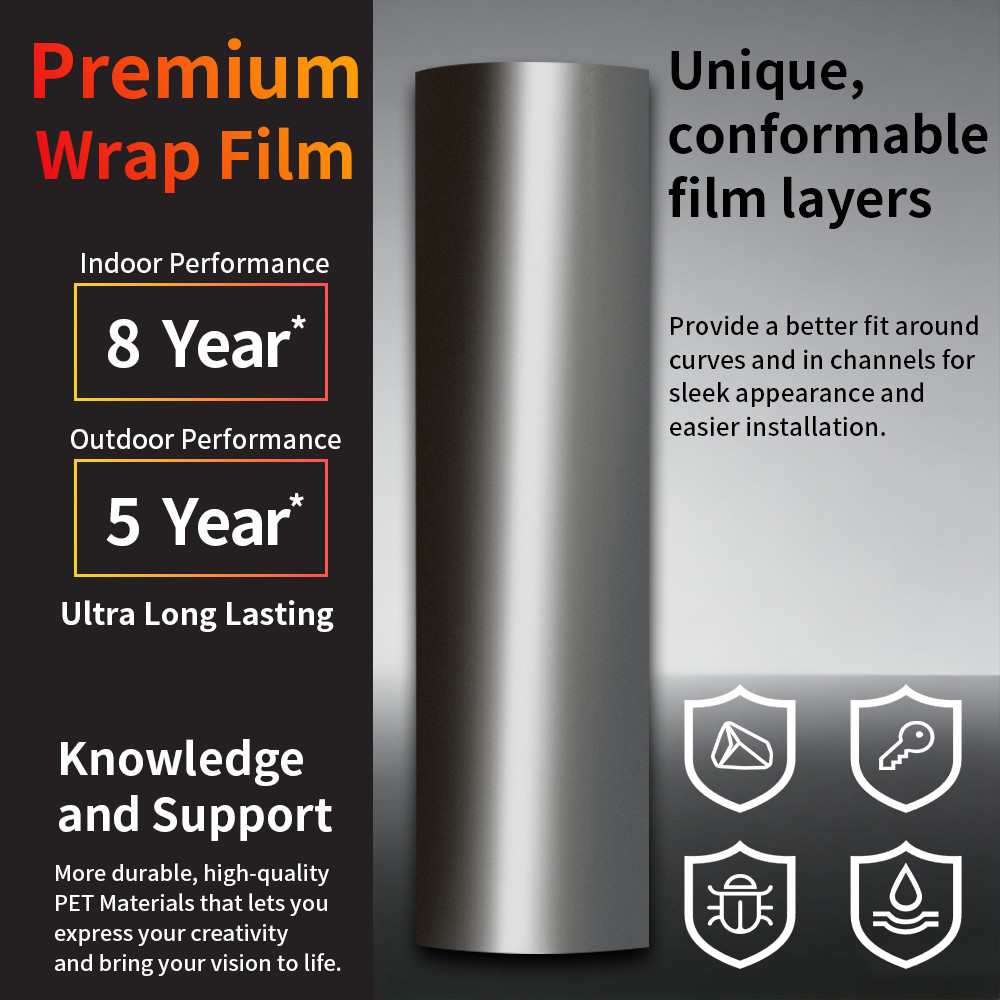 Car Auto Sticker Film Genuine Metal Silver Vinyl Wrap Decal Bubble Free Sheet
