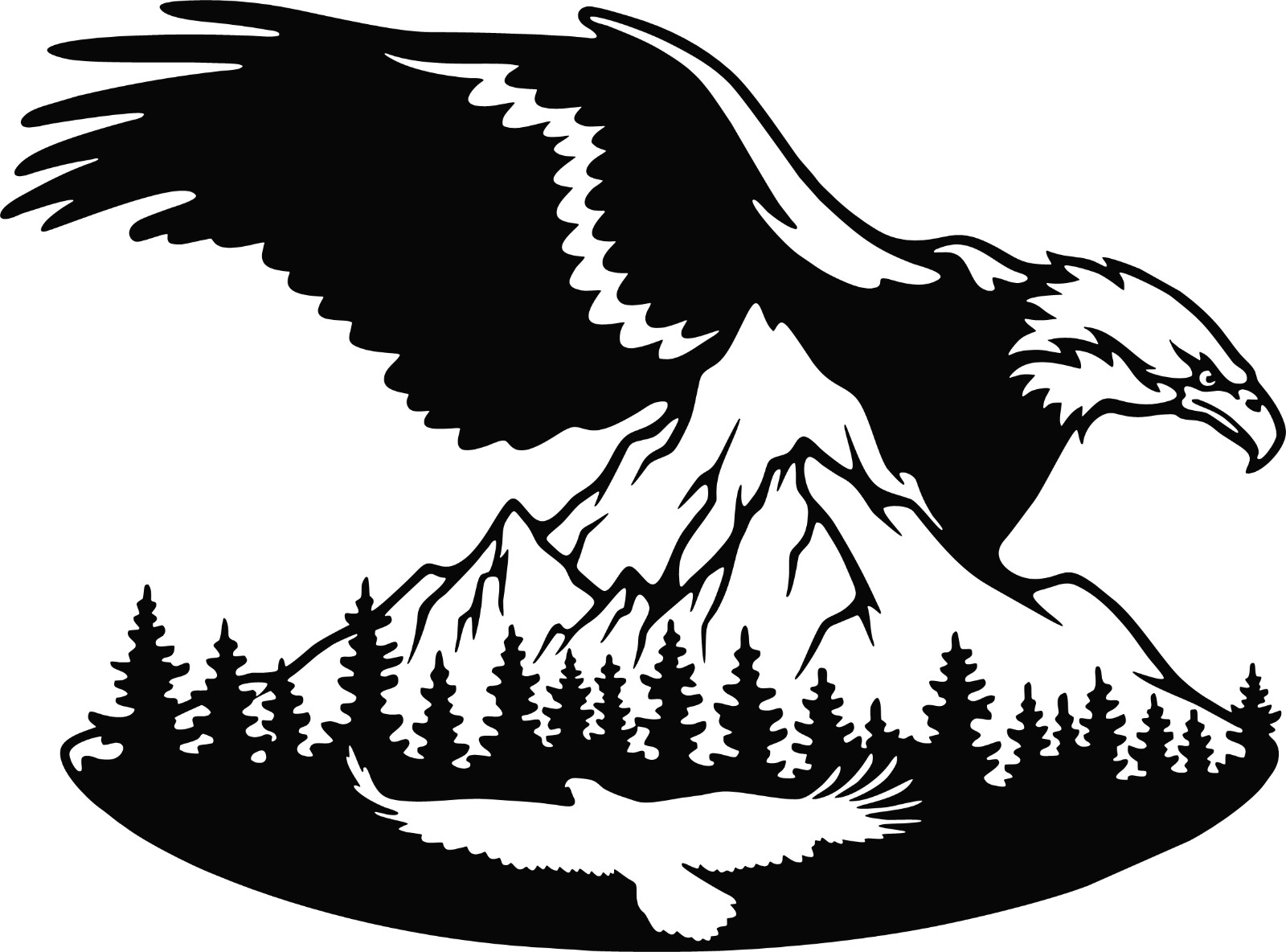 Scenic Eagle, Silhouette Die Cut Vinyl Decal sticker 42 colors in stock