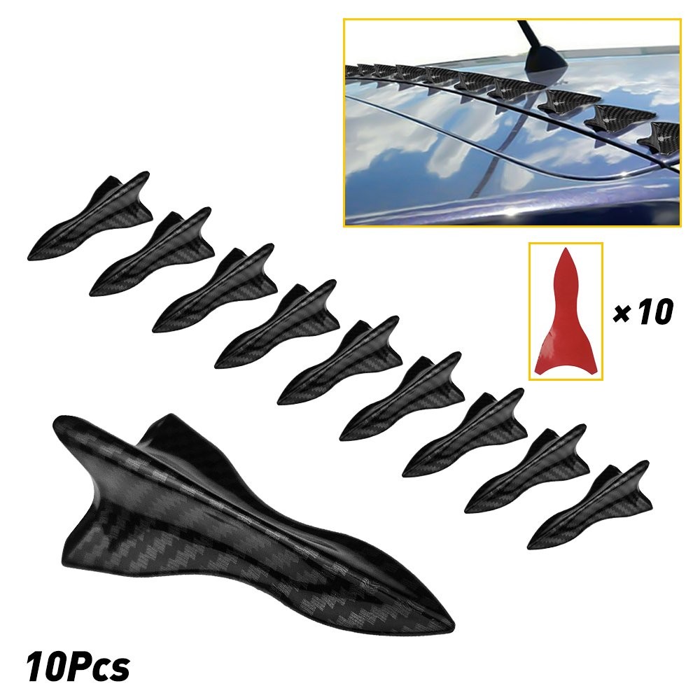 10/20X Car Fin Shark Roof Decorative Sticker Fiber Carbon Decors Accessories TOP