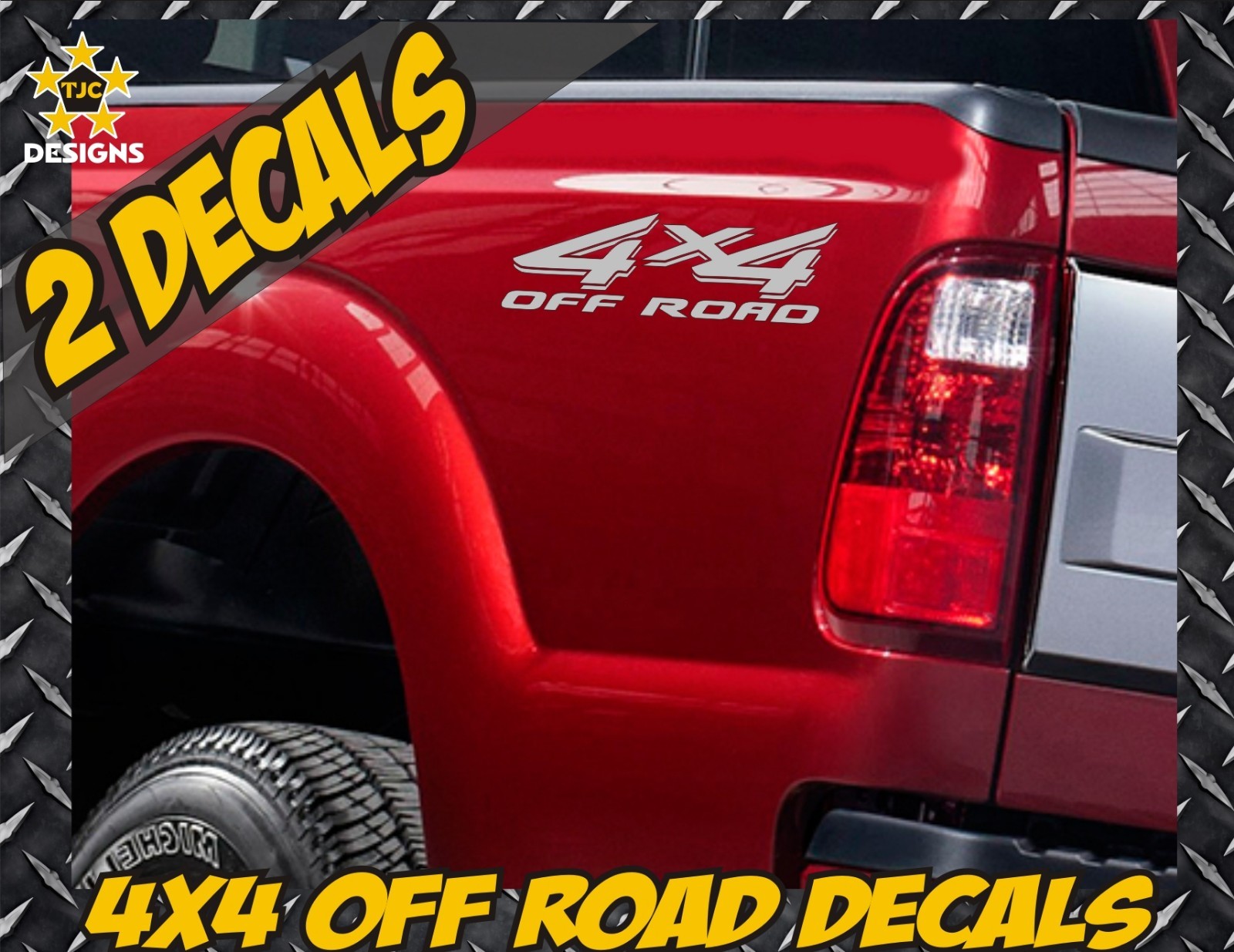 4×4 Truck Bed Decal Set METALLIC SILVER for Ford Super Duty F-250, F-150, Ranger