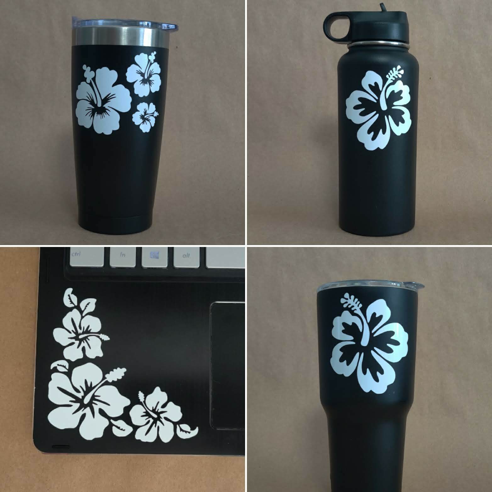 Hibiscus Hawaiian Flower Decals 4 Pack