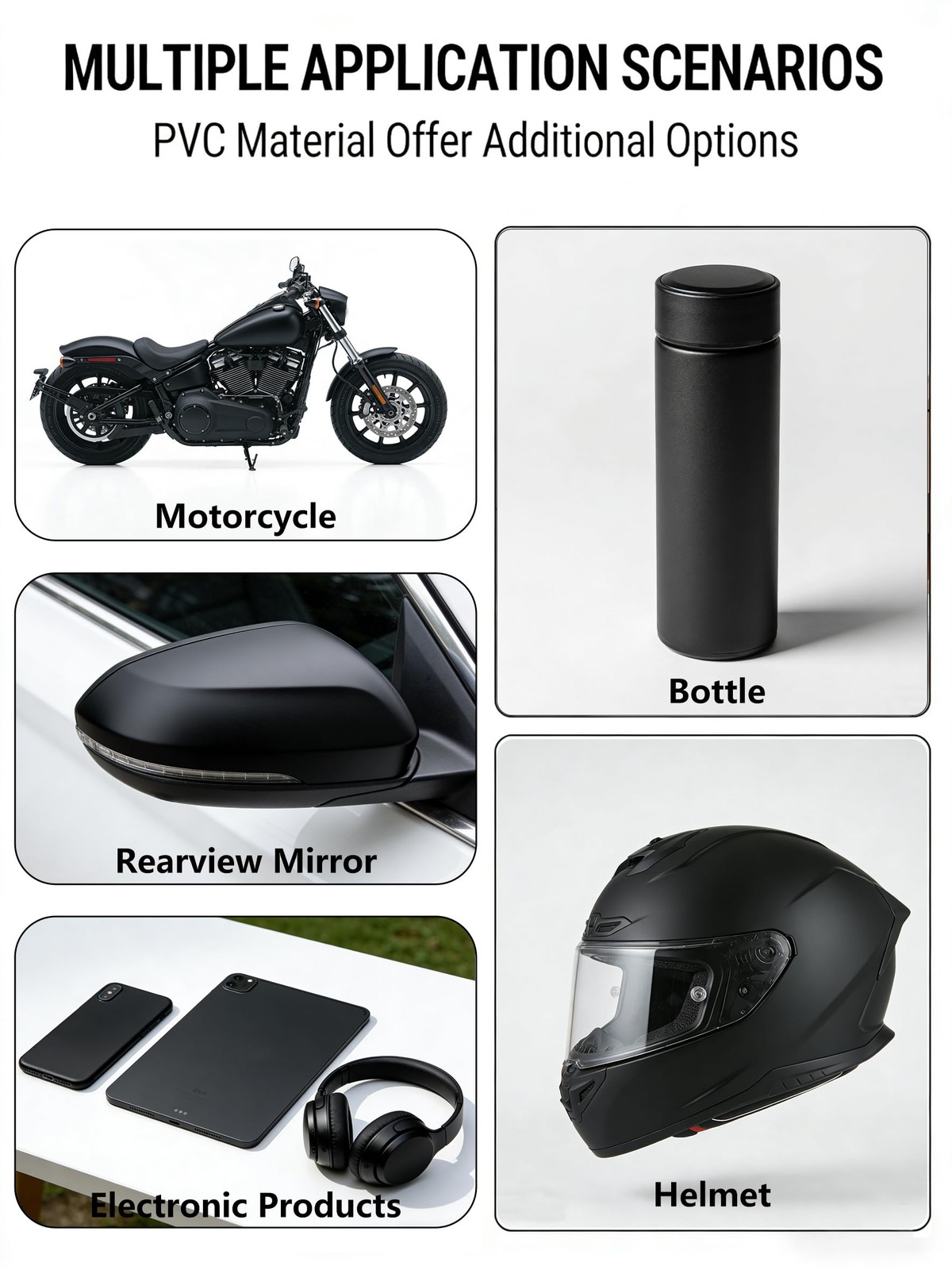 Matte Black Automotive Vinyl Wrap 1x5FT Scratch Resistant Body Protection