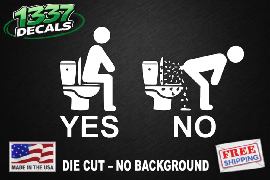 Funny Vinyl Decal Sticker – Bathroom Yes / No Toilet Tank Window Decal
