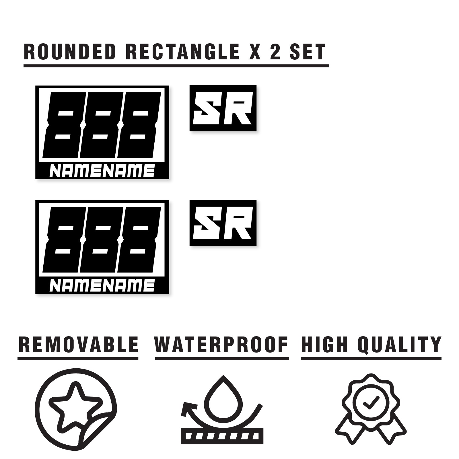 Custom Autocross Number Class Sticker Glossy x2 12″ 14″ 16″ – Style A Plate