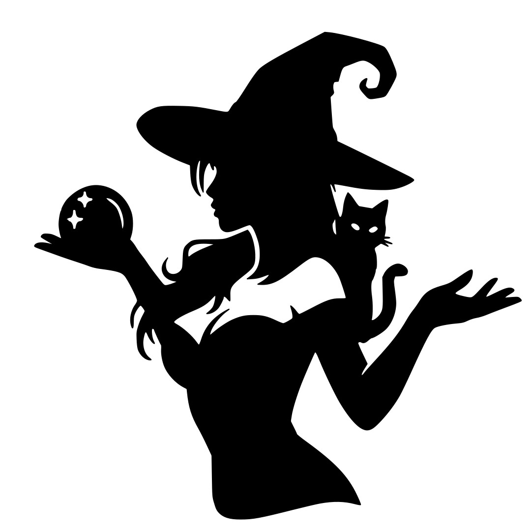 Cute Witch Vinyl Decal Sticker – Cat on Shoulder & Magic Ball for Car Bike Phone