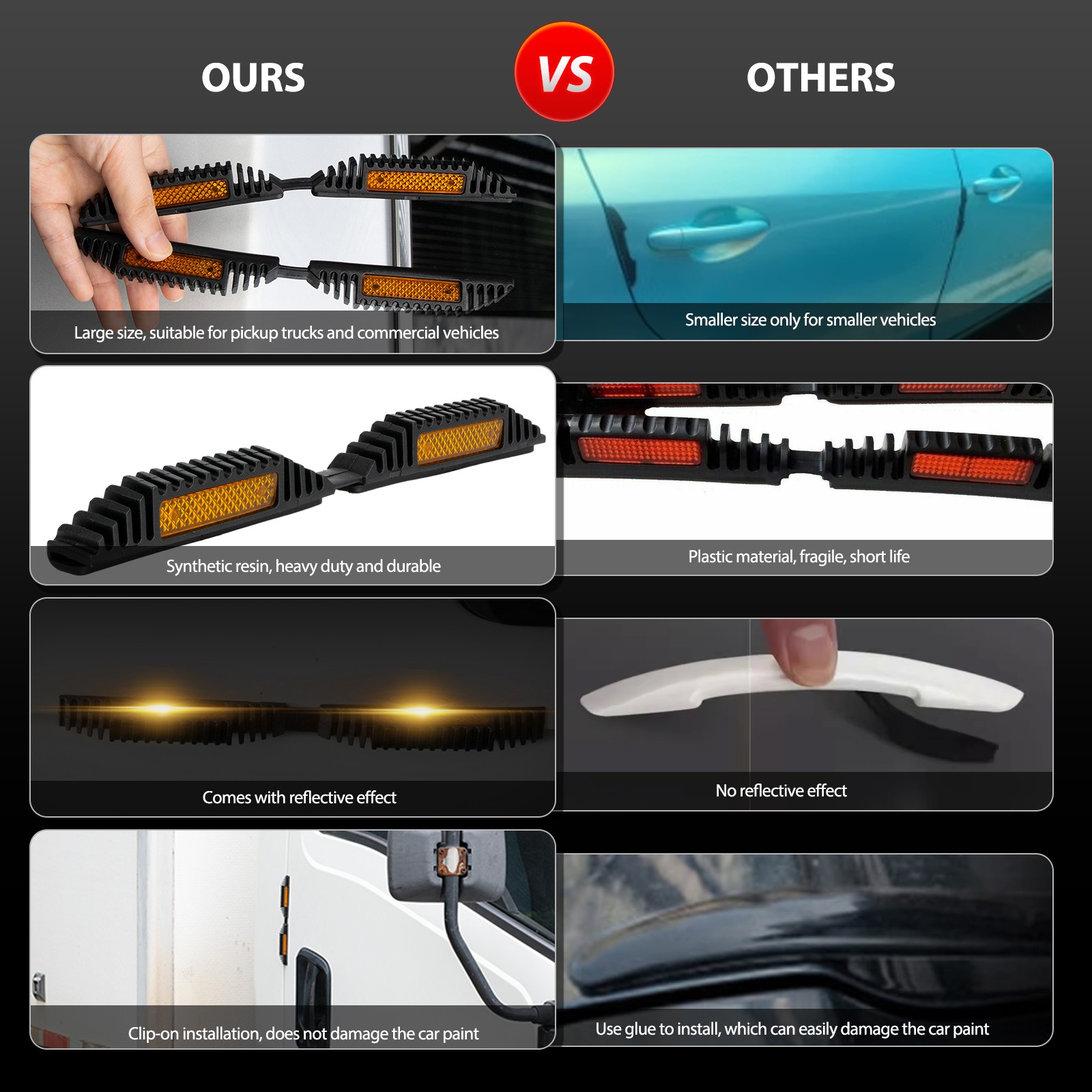 Car Door Guards Set Reflectors Protectors Prevent Scratches Protect Edges Van,
