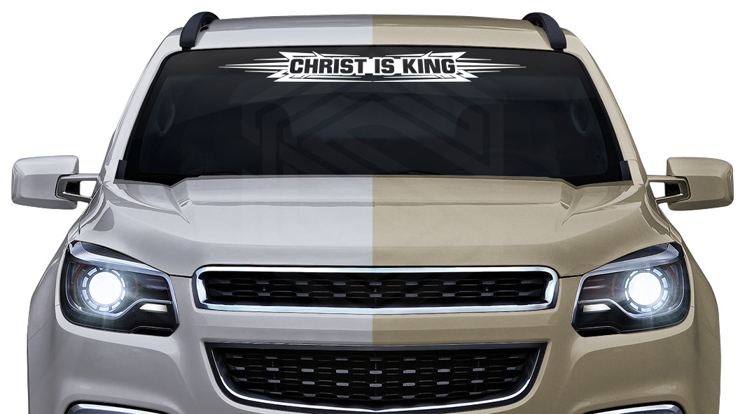 #117 CHRIST IS KING Decal Sticker Windshield Window Graphic Christian Faith Car