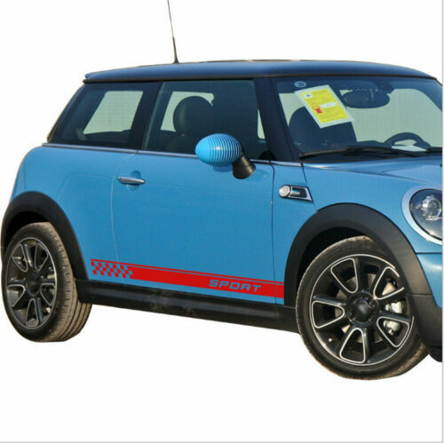 Racing Plaid Hood Door Fender Skirt Side Stripes 2pc Decal Sticker for Sport Car