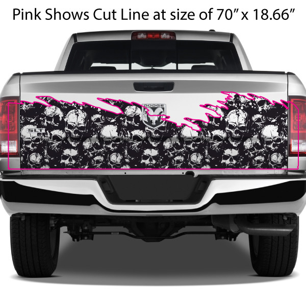 Skulls Tattoo Overlay Grunge Bed Wrap Graphic Rear Tailgate Decal Truck Pickup