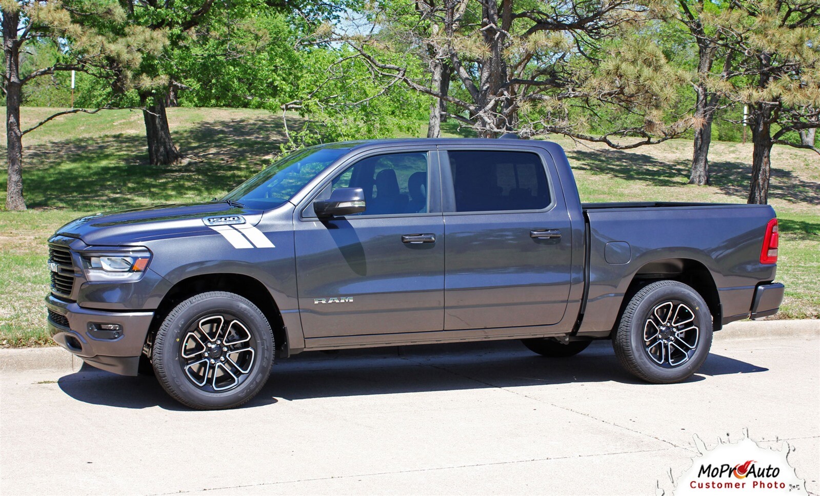 Hood Stripes HASH MARKS Bar Decals Vinyl Graphic for 2019-2024 Dodge Ram