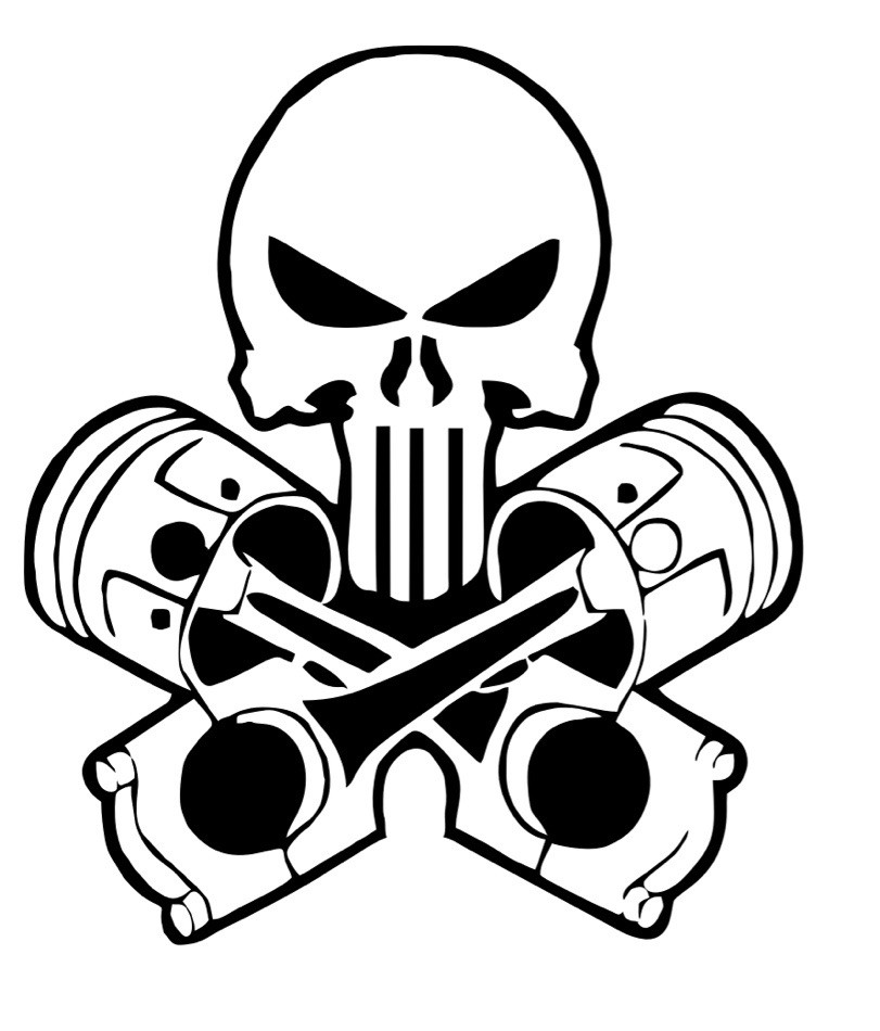 4x Skull Punisher Decal ,Biker, Skull ,Vinyl Sticker for Cars,bikes 3.5inx3.5in