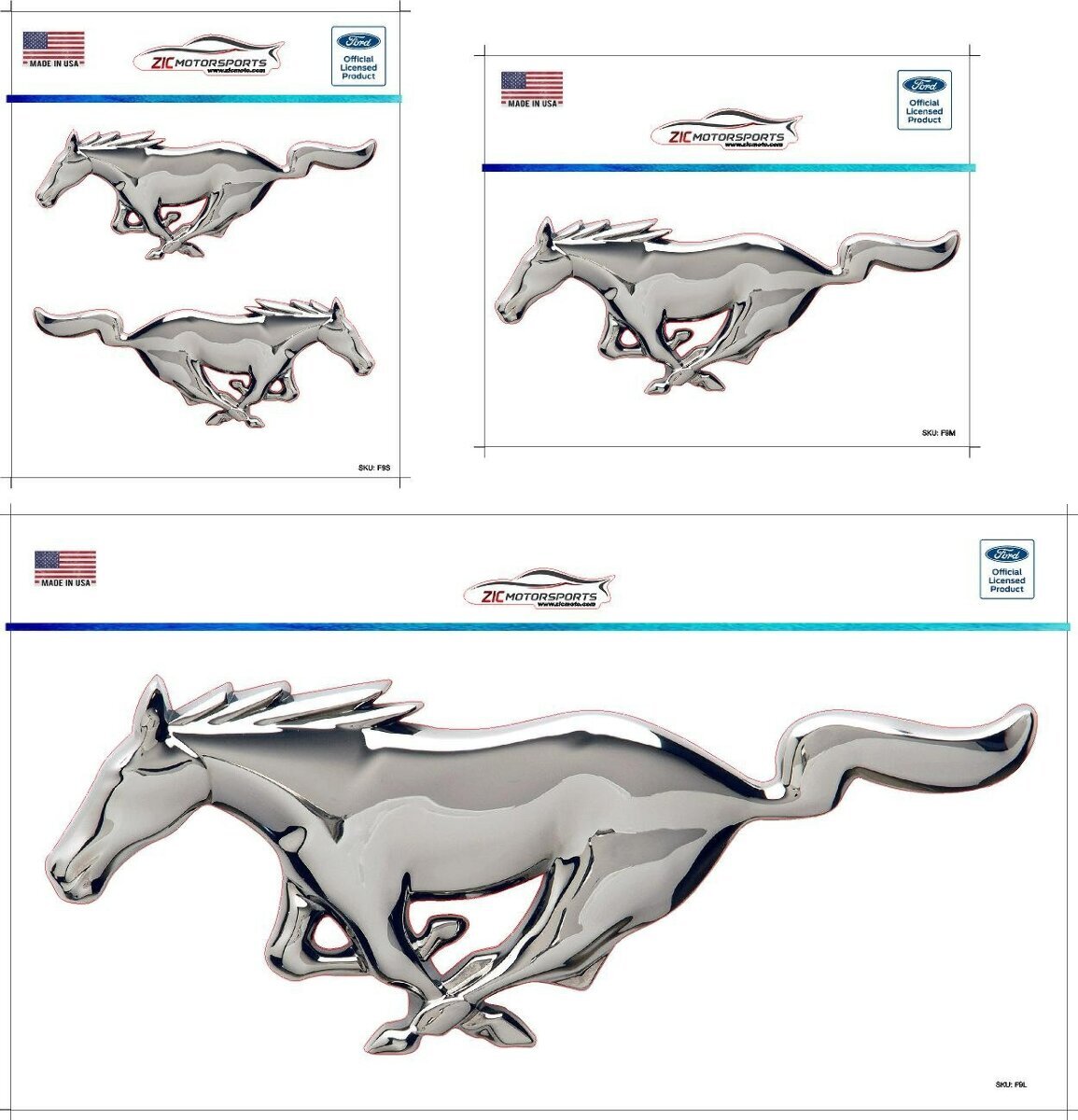 Ford Mustang Pony Vinyl Decals in/out door with air release NOT OE Replacements