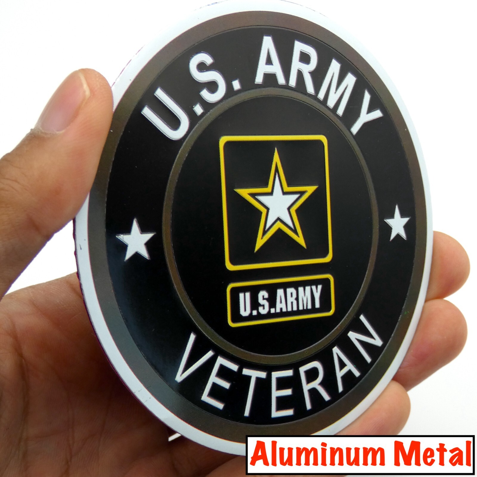 ALUMINUM US Army VETERAN Stickers Military Decals Motorcycle, Car Emblem 3.5″