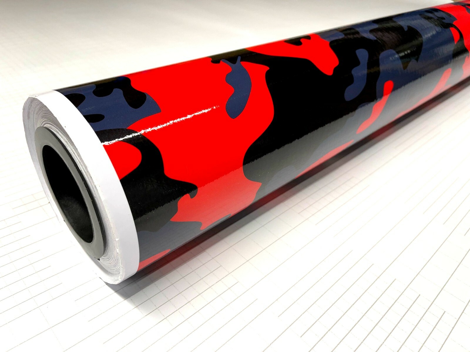 Red Black Gray Glossy Camouflage Vinyl Car Wrap Sheet +Free Tools (2 feet & up )