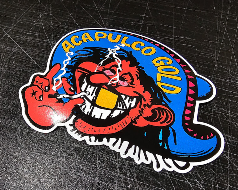 Acapulco Gold Weed 420 Marijuana Pot Sticker Rat Rod Hot Rod Sticky Blunt