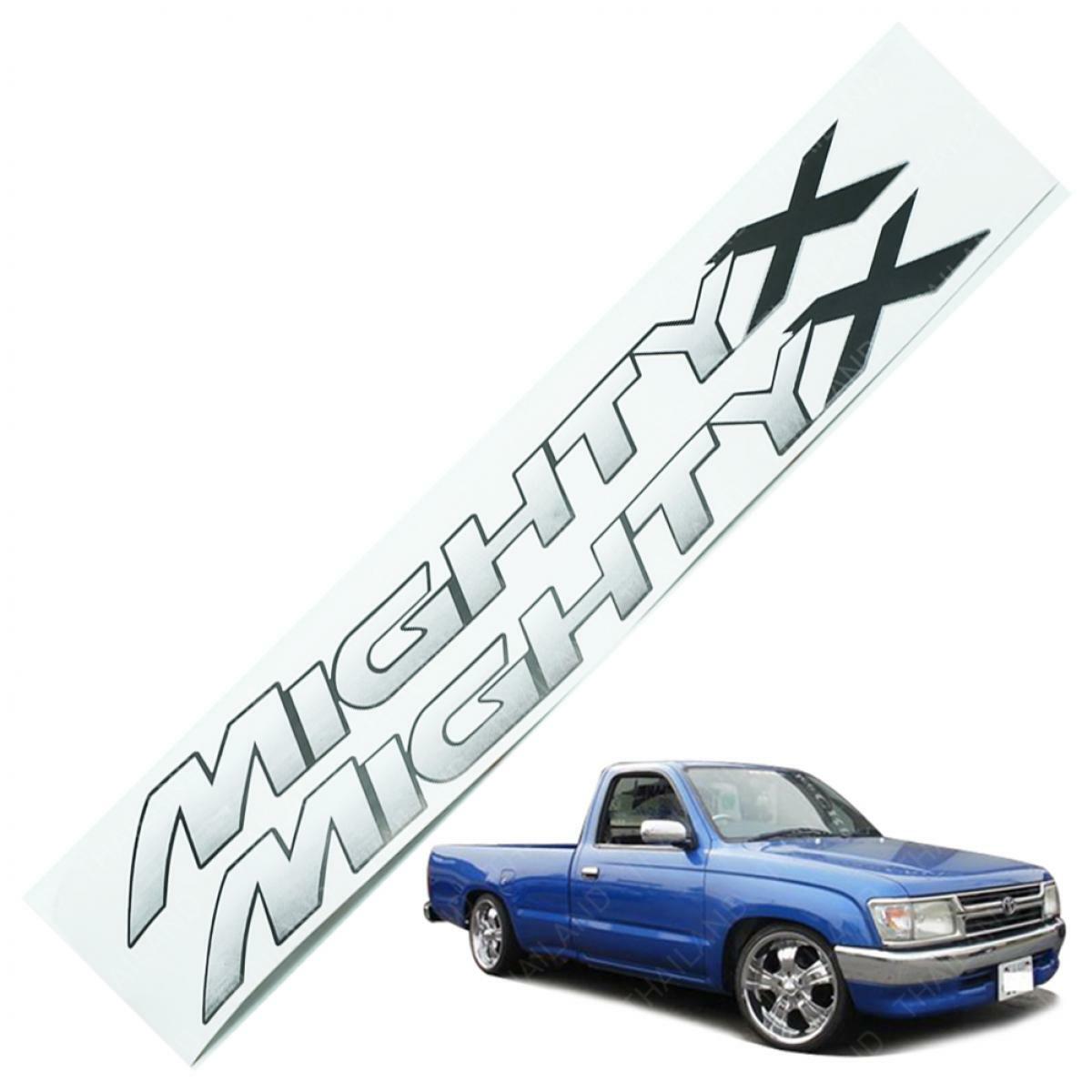 On Toyota Hilux Mighty-X 1988 – 96 97 Sticker MIGHTY X White Black 13x58cm Trim