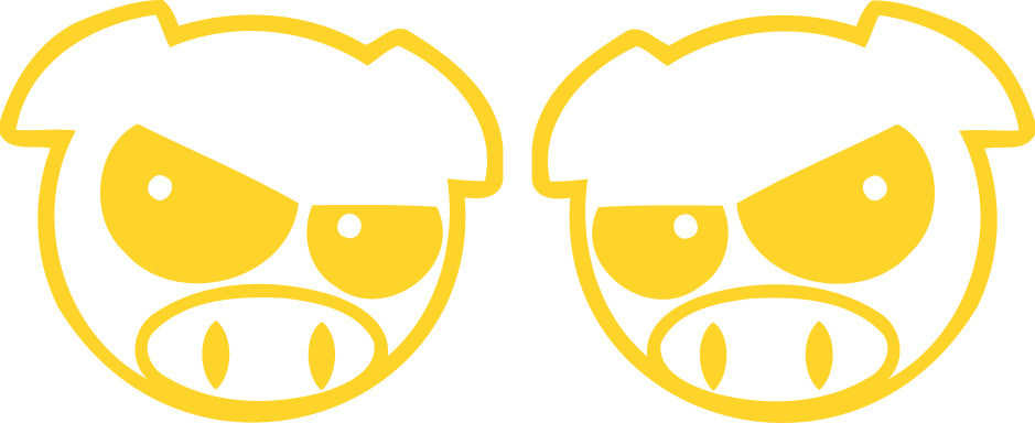 Evil rally pig awd sticker set left and right subaru wrx sti 4″x4″