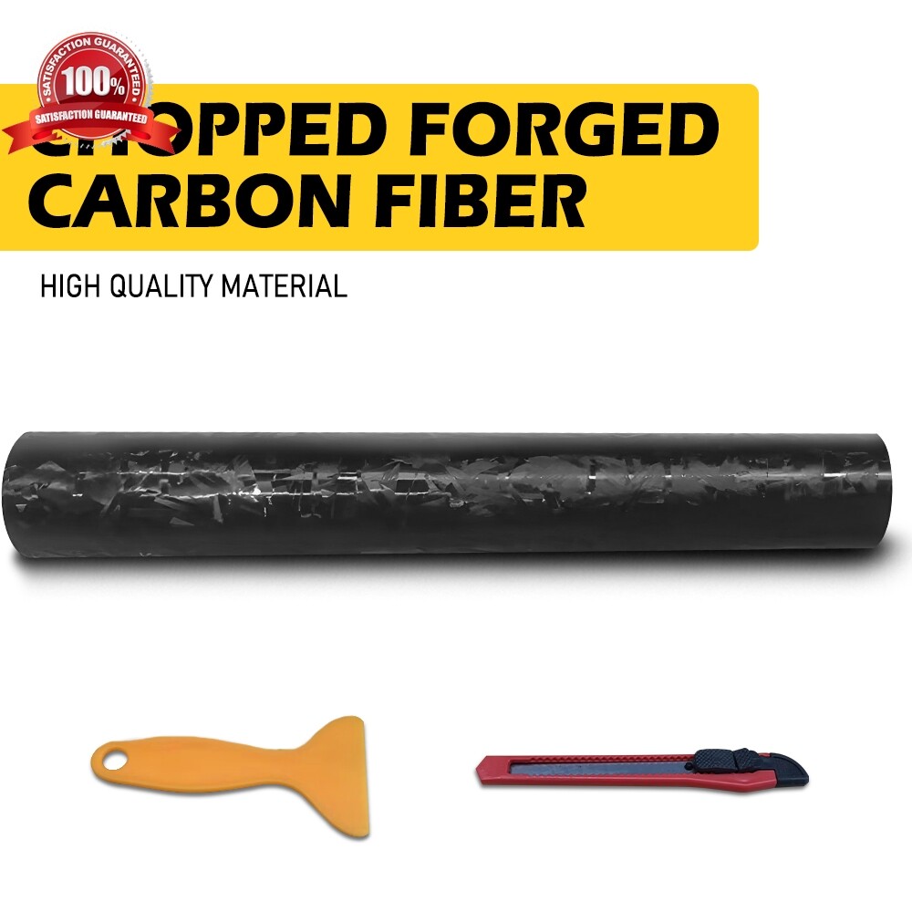 Black Forged Carbon Fiber Wrap Vinyl Roll Car Interior Wrap Stickers 59INx11.8IN
