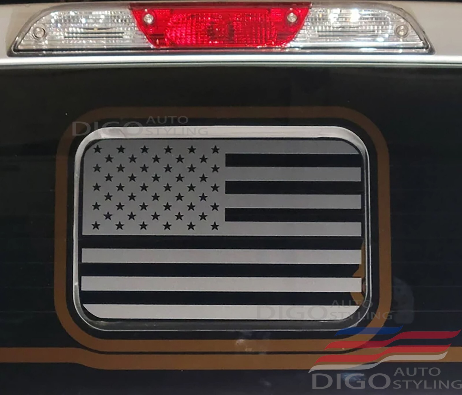 2018-2024 Ford Ranger Back Middle Window American Flag Decal Sticker Matte black
