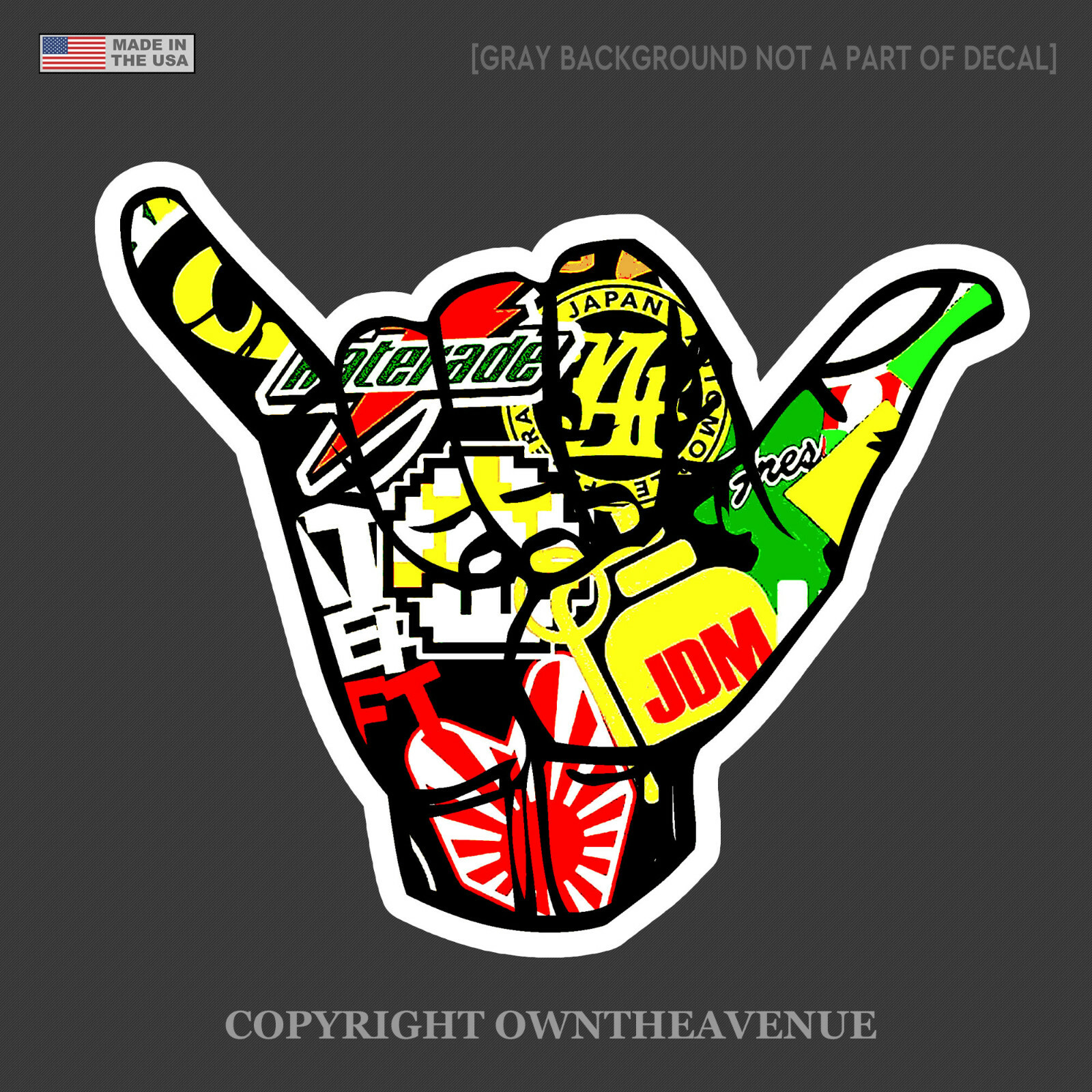 Shaka Hang Loose Sticker Bomb JDM Drifting Racing Drag Vinyl Sticker Decal vDK