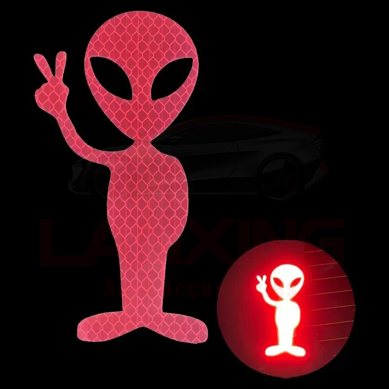1pcs Alien Shaped Strong Reflective Sticker Vinyl Decals For Car Laptops Luggage