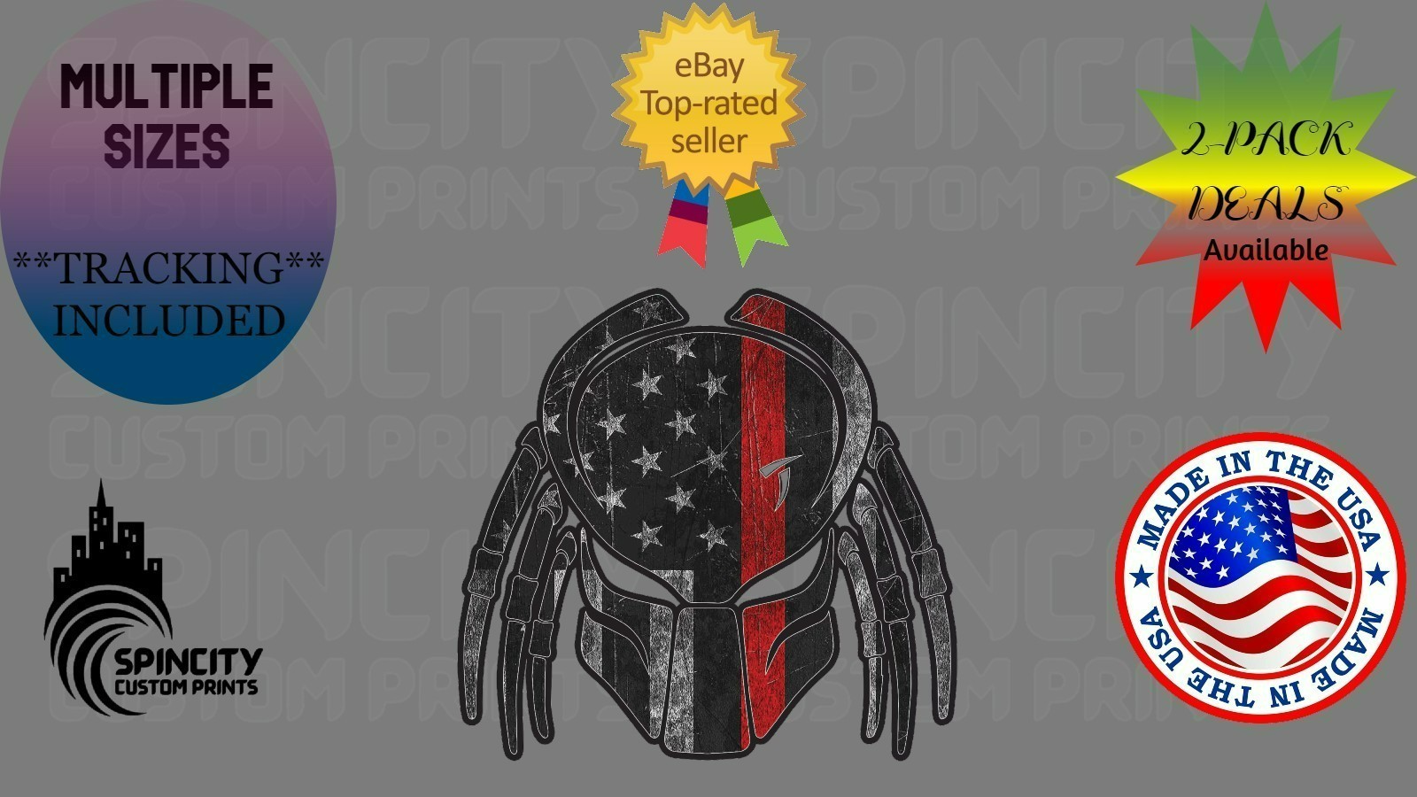 Predator Car Window Vinyl Decal Helmet Sticker Water-Resistat Multiple Sizes