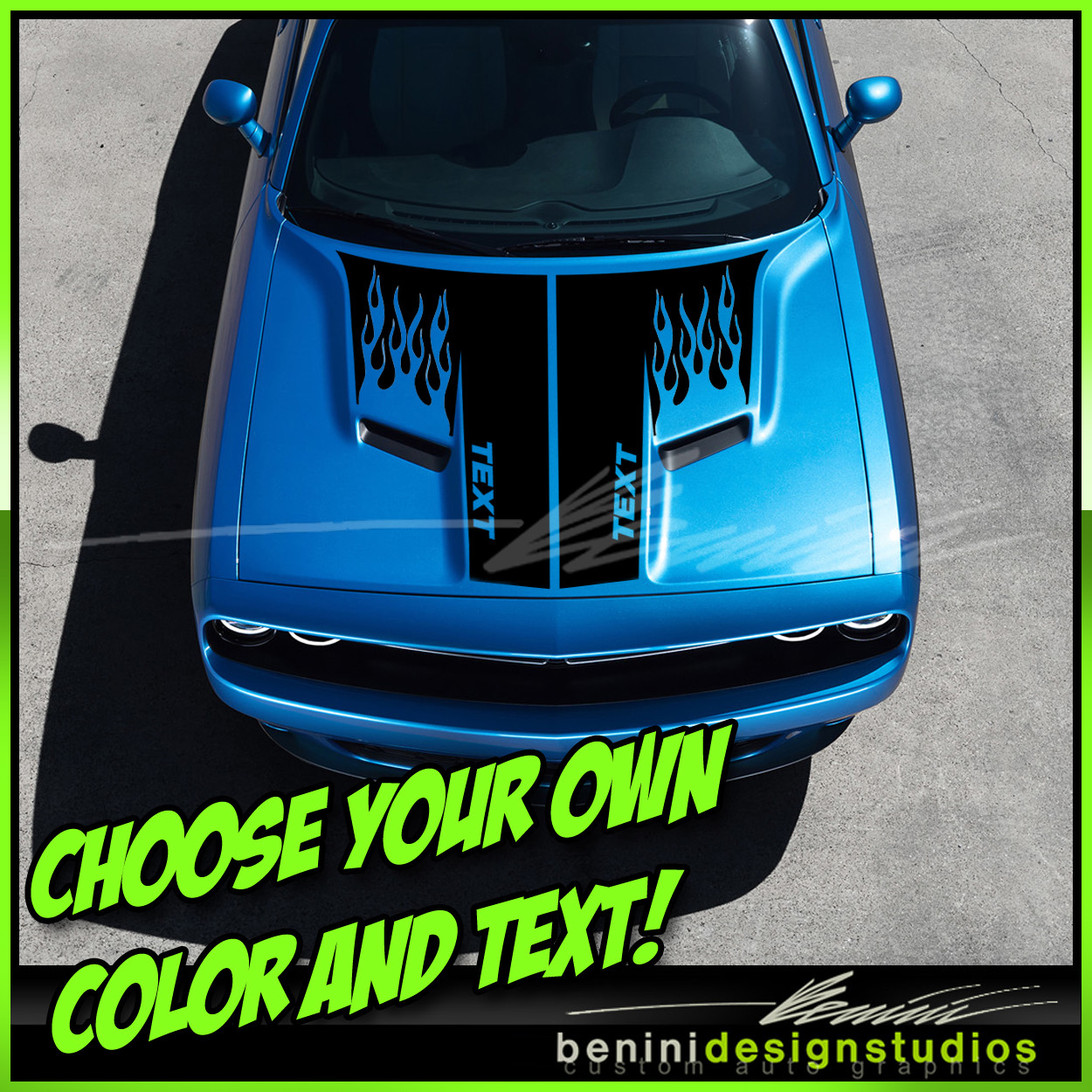 Hood Stripes Graphics Decals FITS 2015 and up Dodge Challenger R/T SRT8 SXT