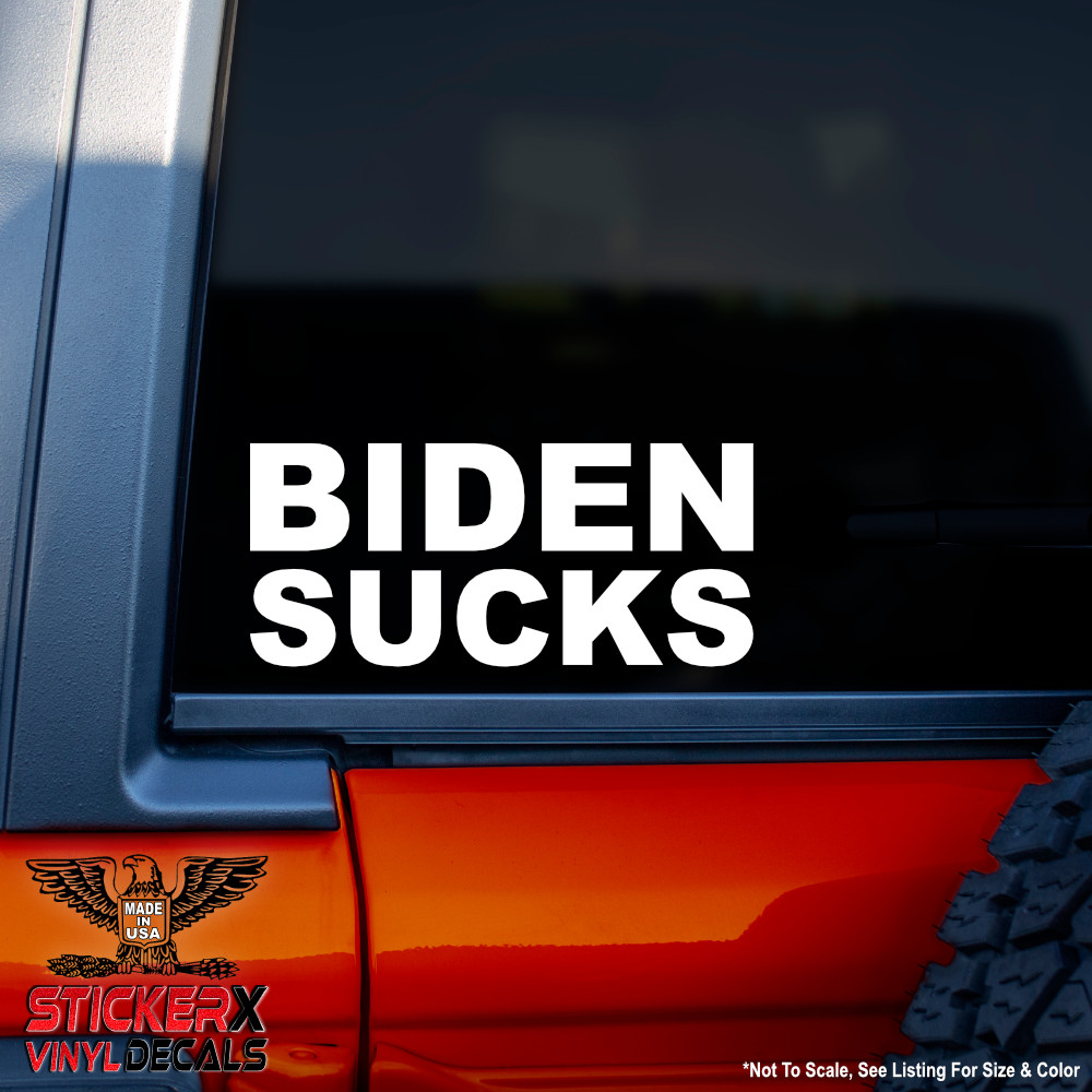 “BIDEN SUCKS” Die Cut Vinyl Decal Statement Sticker FJB Anti Joe Biden Car Truck
