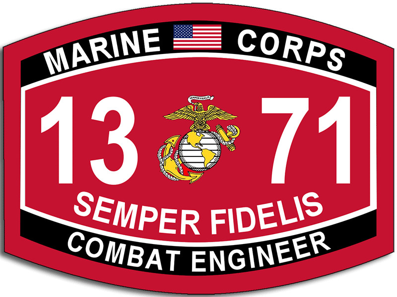 3×5 inch Marine Corps 1371 Combat Engineer Sticker (Corps Decal Logo) USMC Lic.