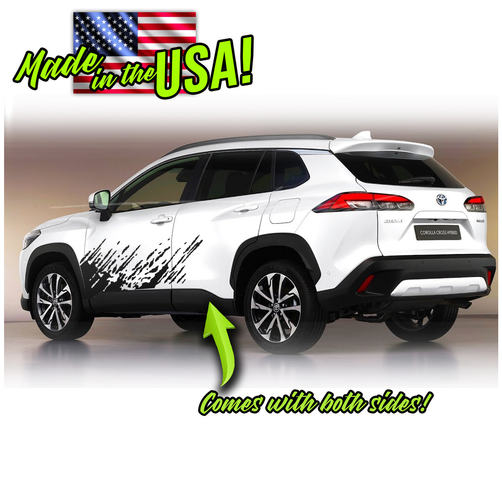Mud Splash Side Door Racing Stripes Decals Fits 2022 & Up Toyota Corolla Cross