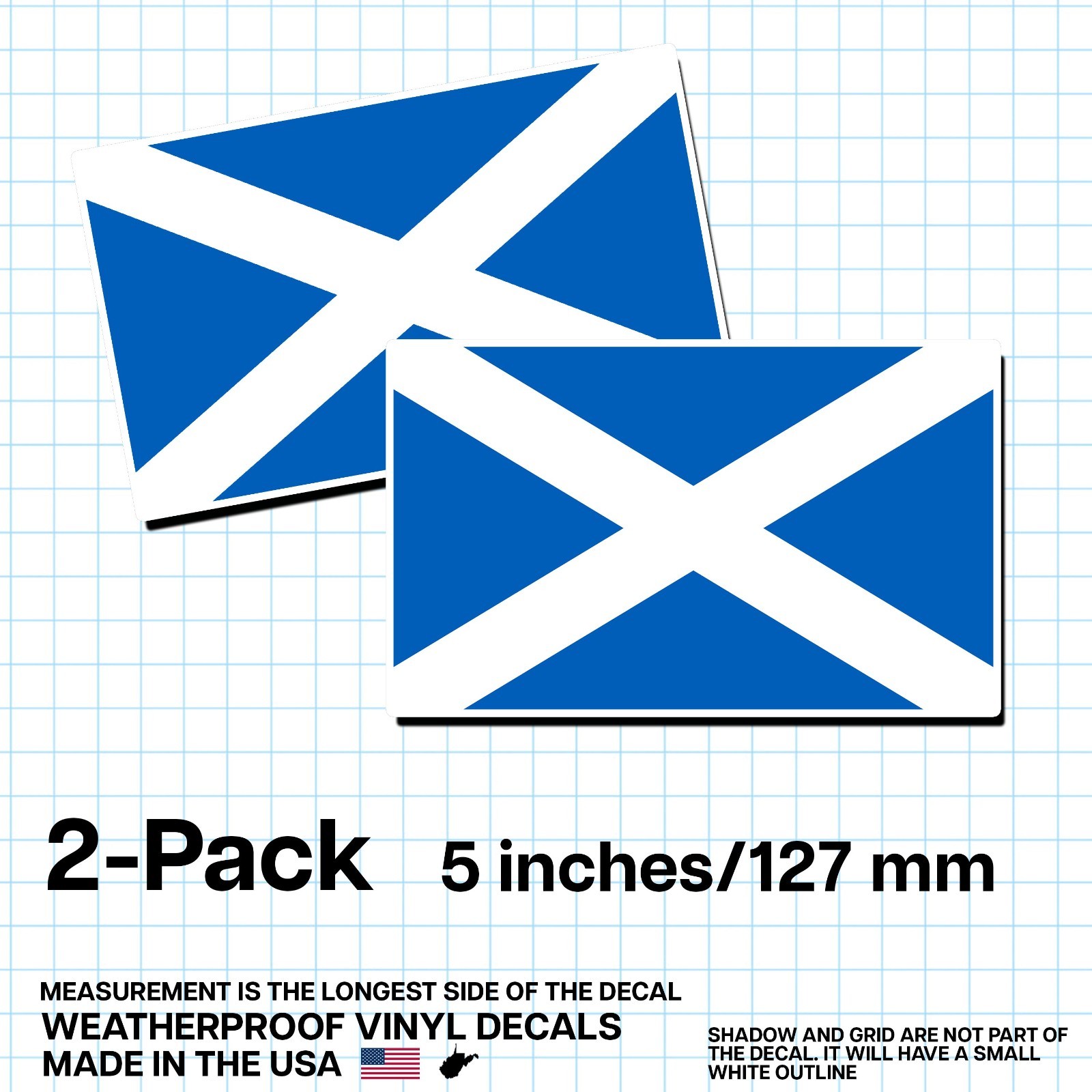 Scotland Flag Sticker 5″ 2-Pack – GB-SCT Decal – Scottish Pride Vinyl