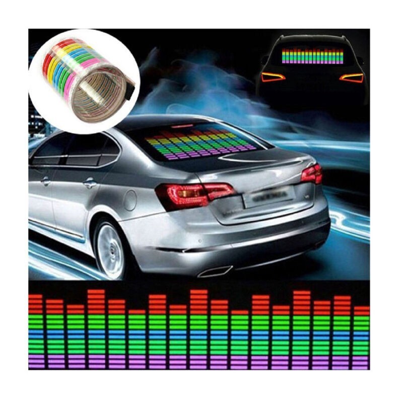 12V Car Music Rhythm Sticker LED Flash Light Sound Activated Equalizer Universal