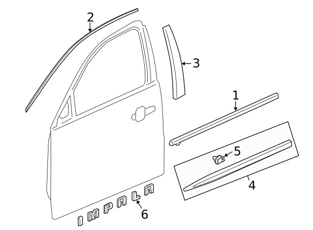 Genuine GM Front Passenger Side Door Window Frame Rear Applique 23377433