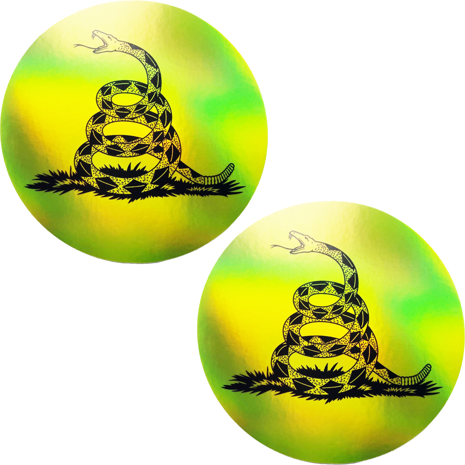 2x Shiny Dont Tread On Me NRA Gadsden Flag Stickers Reflective Second Amendment