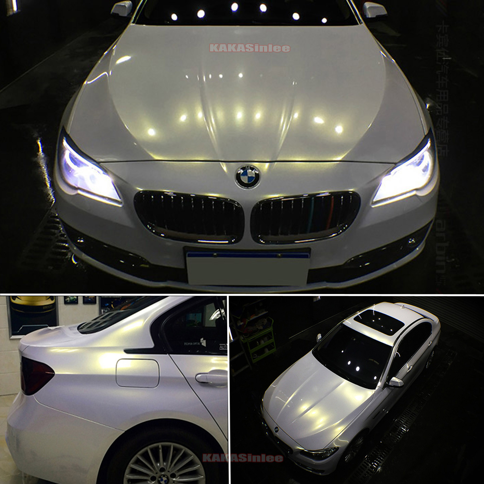 50FT x 5FT Flat White / Gold Pearl Chameleon Chrome Vinyl Wrap Car Sticker HDUS