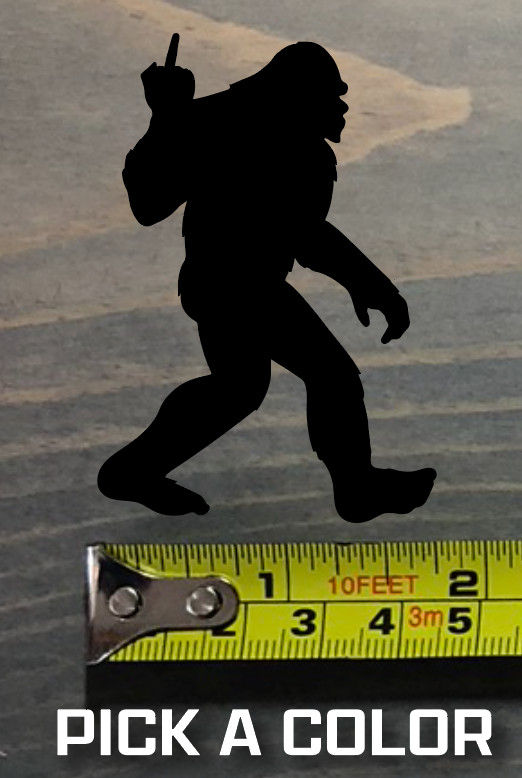 2.5″ Sasquatch Bigfoot Decal Sticker Yeti Middle Finger Funny Die Cut Flip Off