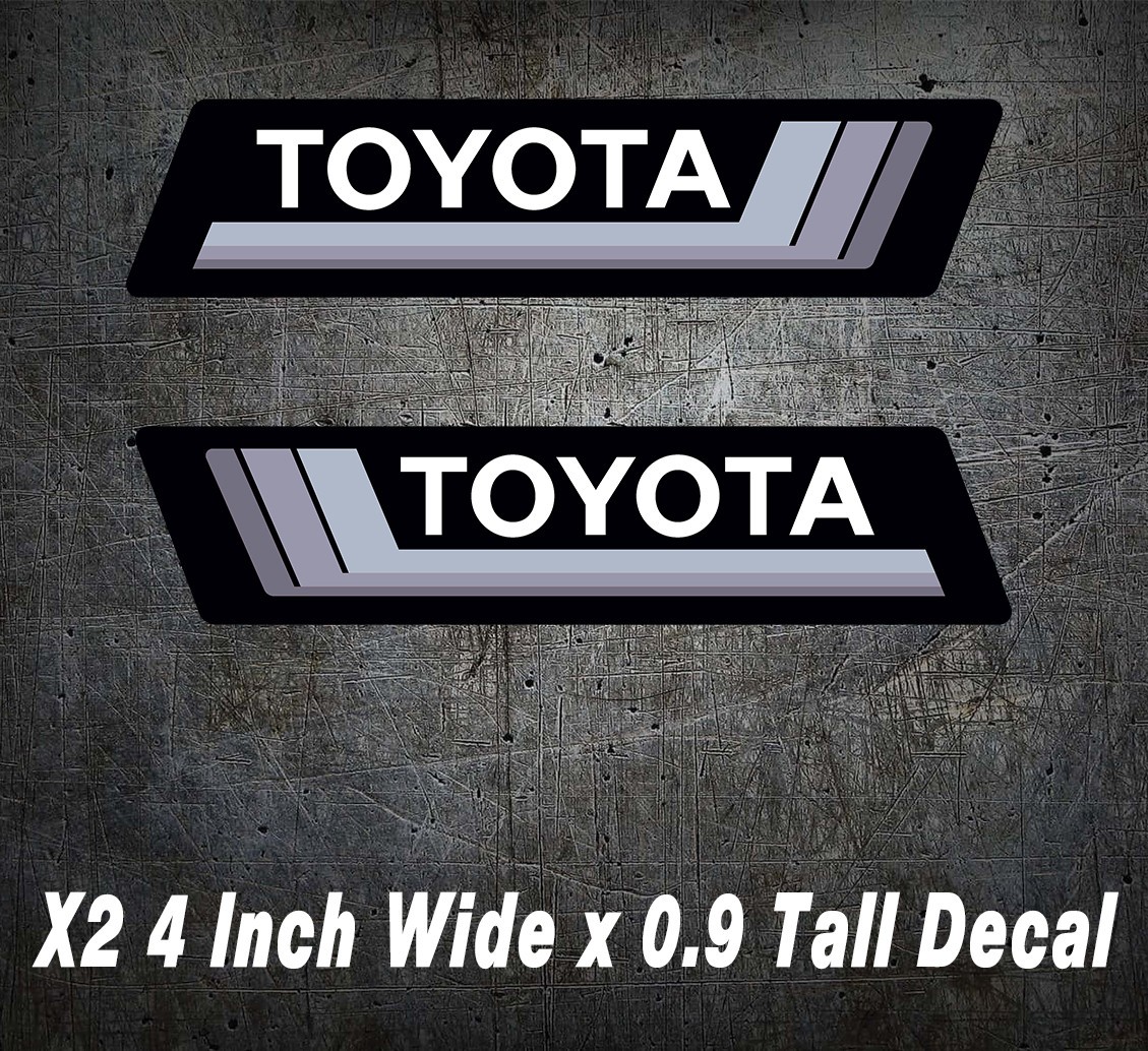 FITS TOYOTA Sticker Retro Tacoma 4Runner Land Cruiser FJ Rav4 Set of 2 JDM, Gray