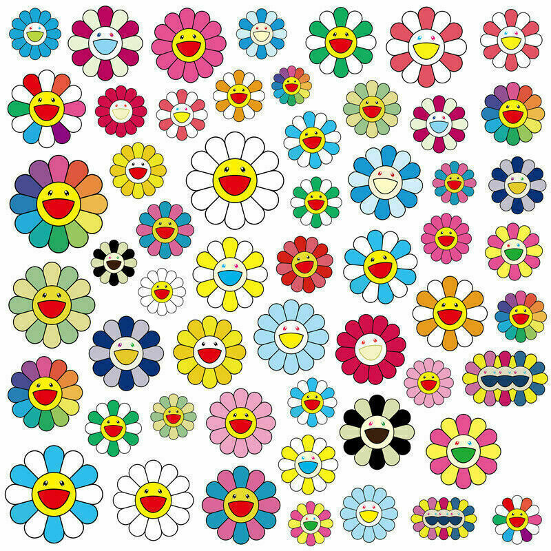 50 Pack Sticker Bomb Takashi Murakami Flower Rainbow Skateboard Laptop Decals