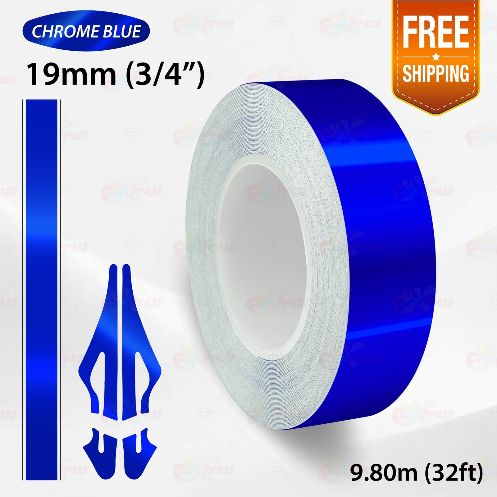 CHROME BLUE 3/4″ 19mm PIN STRIPE Car Model Streamline TAPE Decal Vinyl Sticker