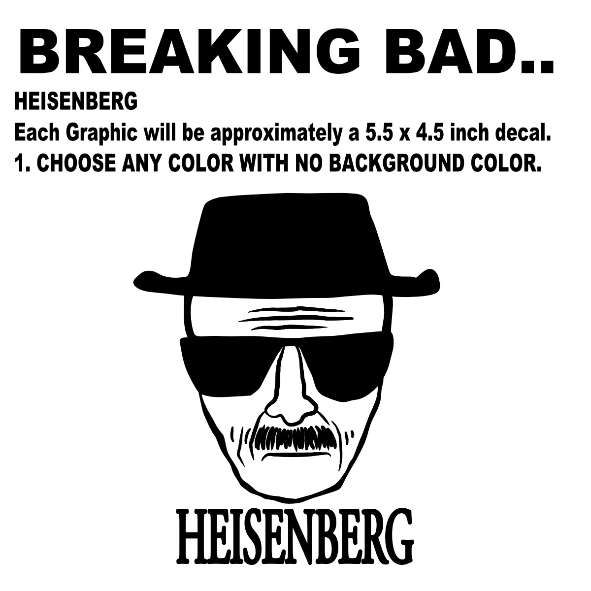 Decal Die Cut Vinyl Stickers Breaking Bad, Heisenberg, Meth, Blue, Walter White