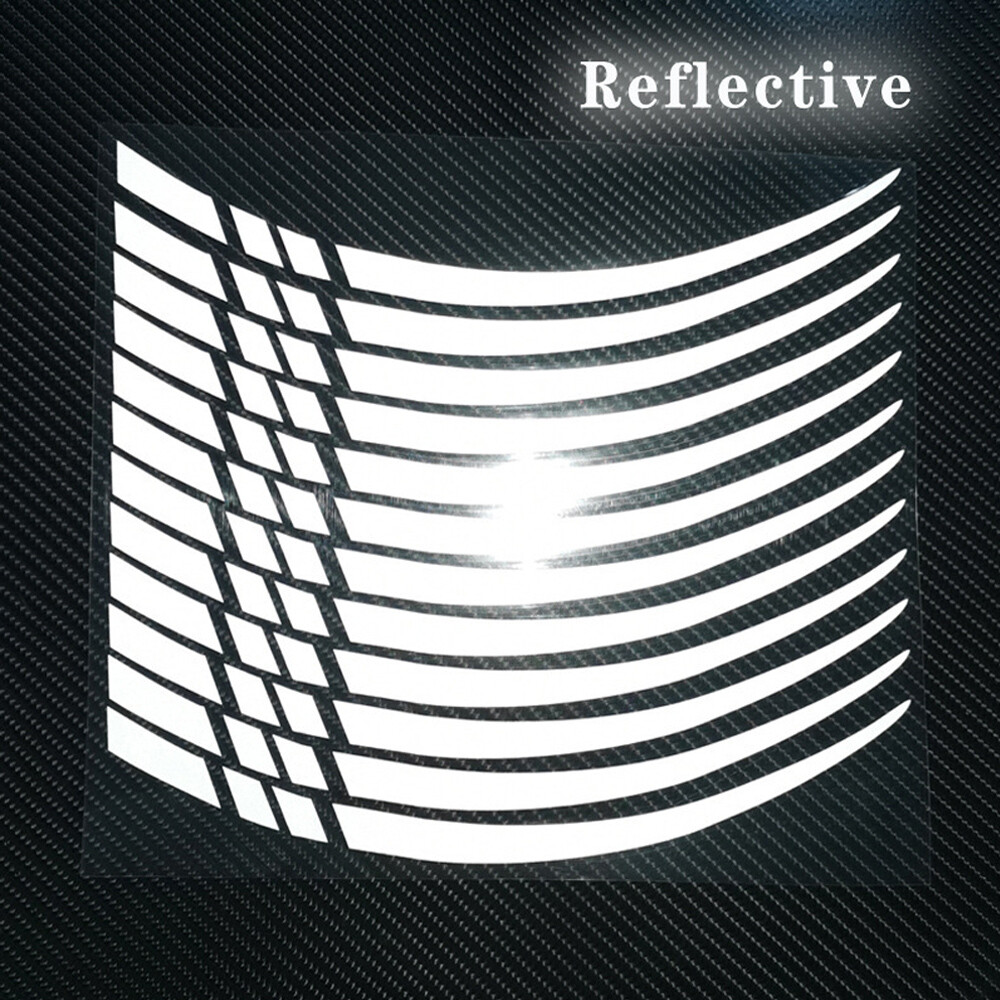 12PCS Tires Wheel Rim Reflective Decal Stickers Decor For Car Motorcycle Bike