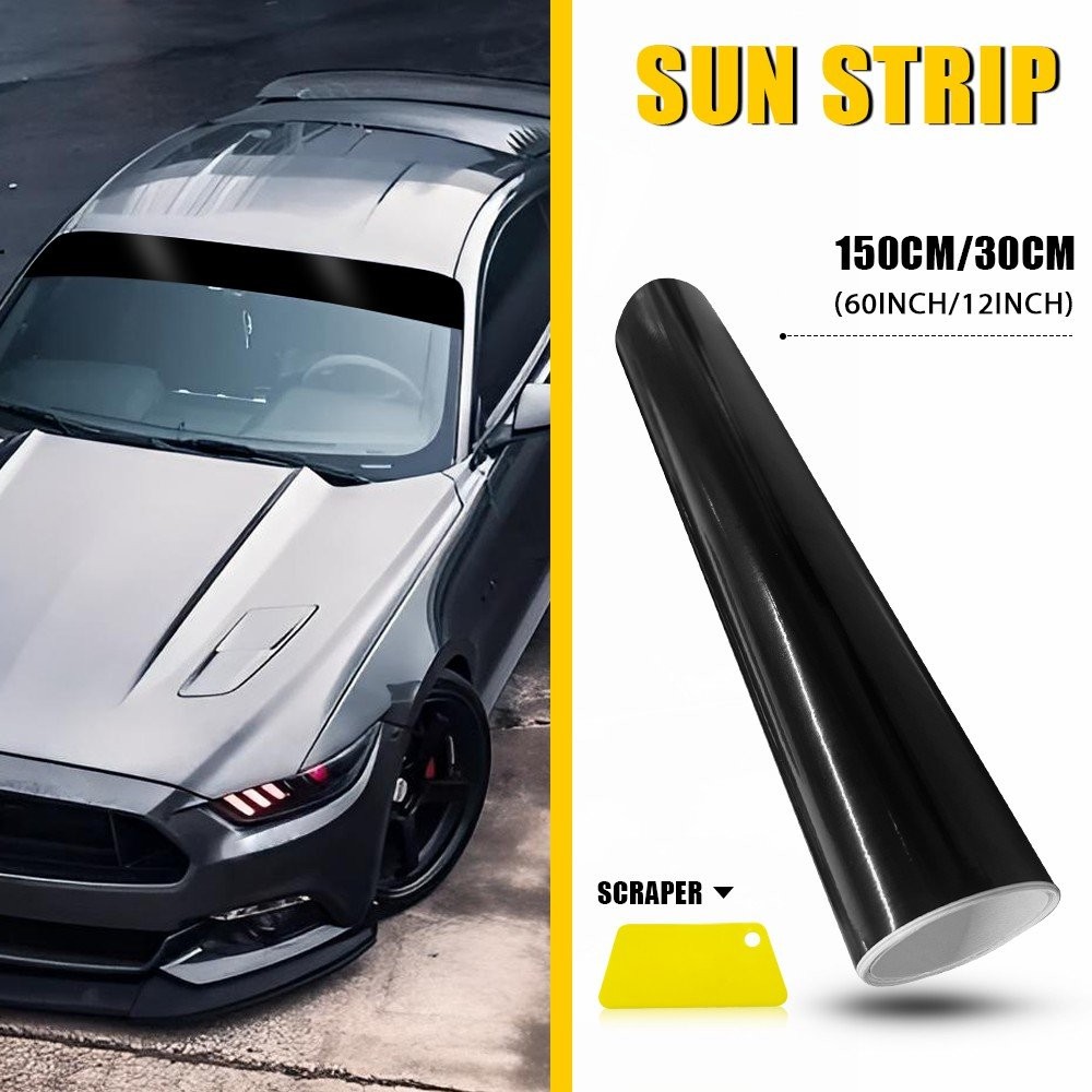60×12″ Car Sun Windshield Visor Vinyl PVC Window Tint Decal Strip Black Sticker`