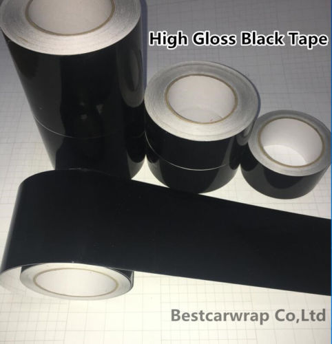 High Gloss Black Film Vinyl Tape , Automotive Grade Tape Car Wrap Bubble Free