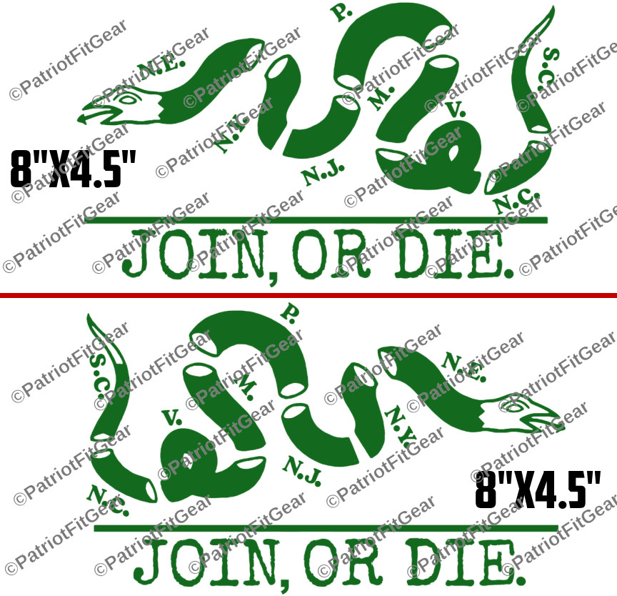 Join Or Die,We The People,Liberty Or Death,8″x4.5″x2,Snake,Custom Vinyl Decal
